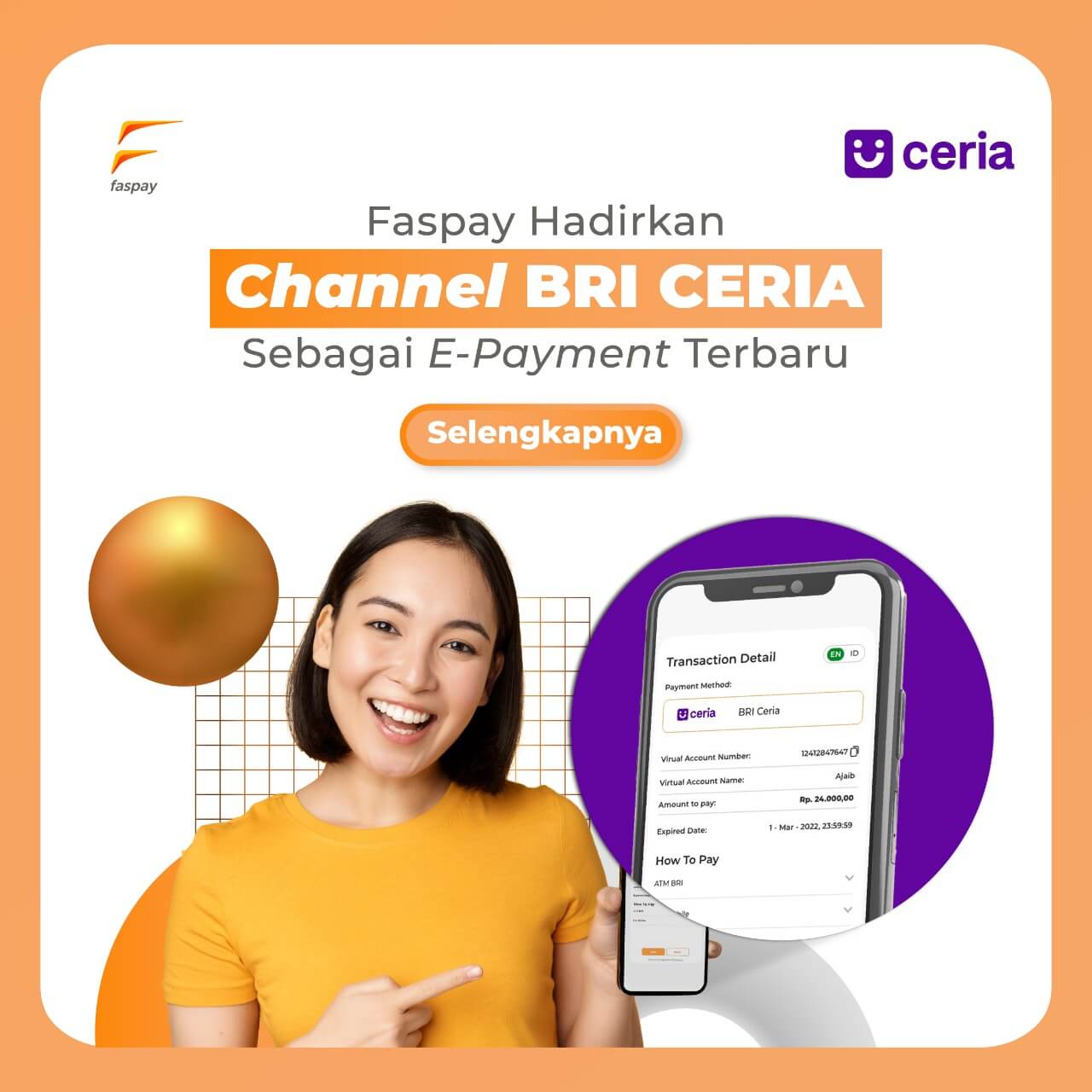 Faspay Hadirkan Channel BRI Ceria Sebagai E-Payment Terbaru