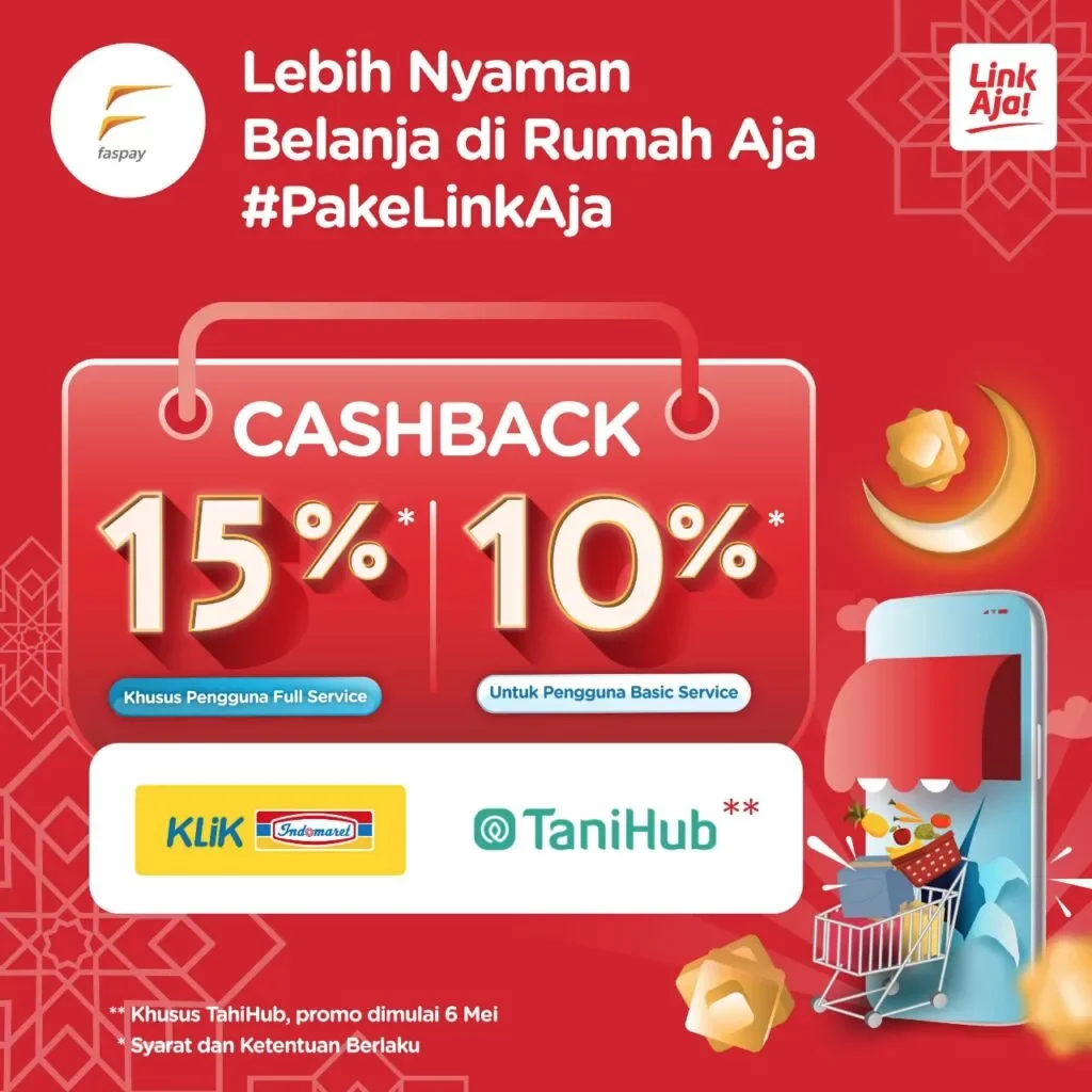 Promo Belanja di Rumah #PakeLinkAja Cashback hingga 15%!